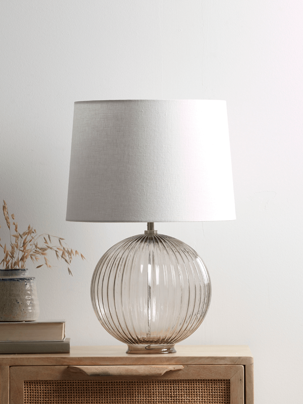 Ribbed glass deals table lamp